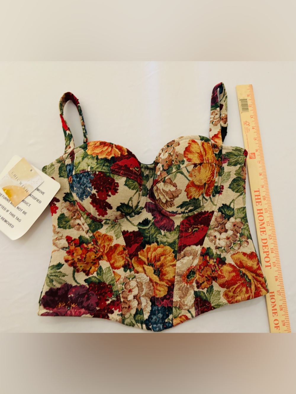 Chicwish Floral Tapestry Bustier Top - Red, Blue, Green, Cream Women’s M NEW - Picture 10 of 11